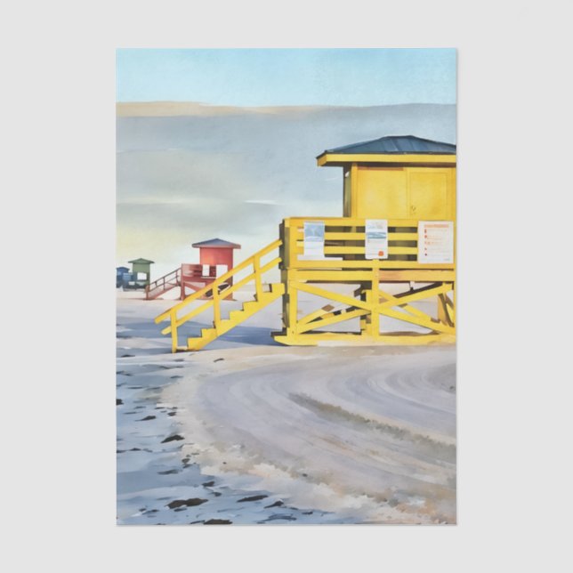 Lifeguard towers Siesta Key Beach Tissue Paper (Front)