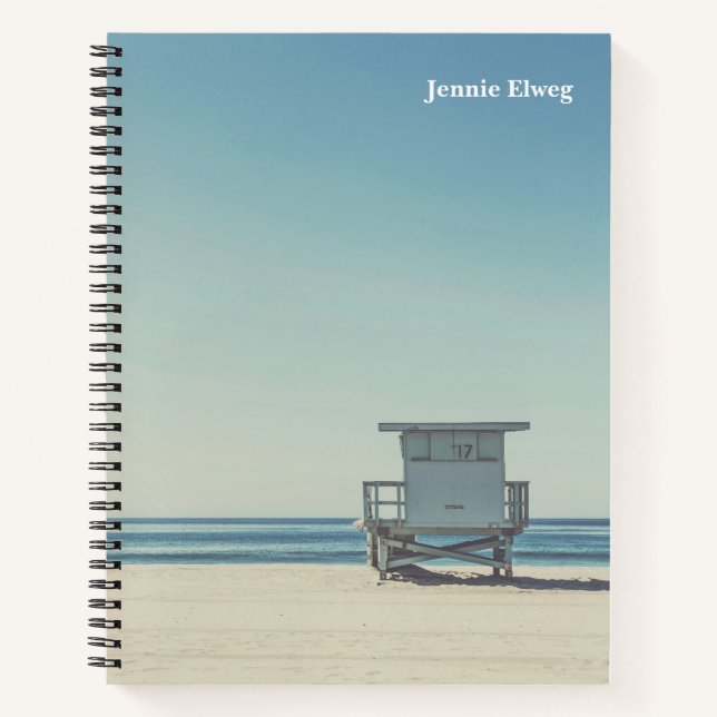 Lifeguard Watch Tower at the Beach Photo Name Notebook (Front)