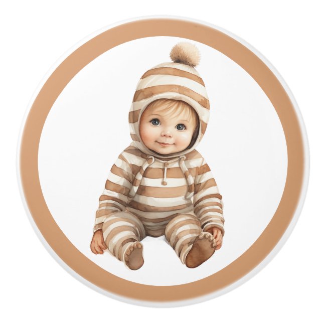 Lifelike Baby Ceramic Knob – Unisex Nursery Decor (Front)