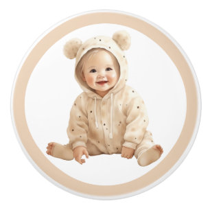 Lifelike Baby Ceramic Knob – Unisex Nursery Decor