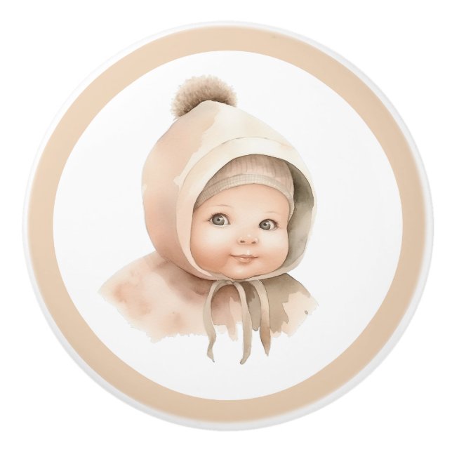 Lifelike Baby Ceramic Knob – Unisex Nursery Decor (Front)
