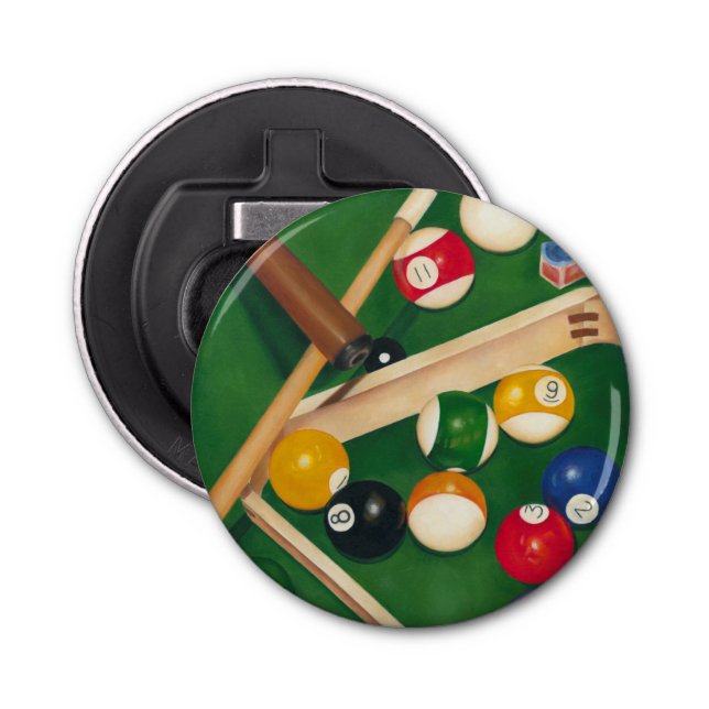 Lifelike Billiards Table with Balls and Chalk Bottle Opener (Front)