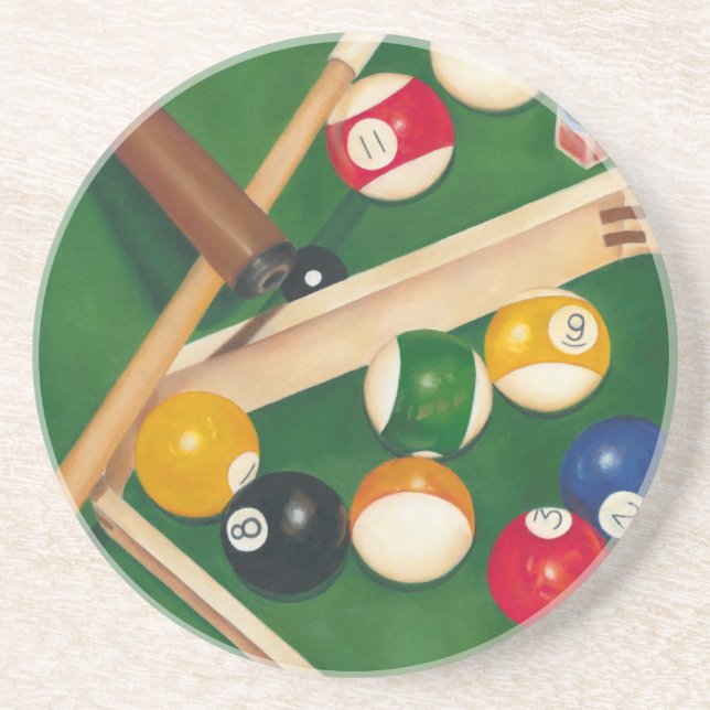 Lifelike Billiards Table with Balls and Chalk Coaster (Front)