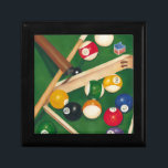 Lifelike Billiards Table with Balls and Chalk Gift Box<br><div class="desc">Rack 'em up with this spectacular painting of a billiards table by Jennifer Goldberger. The balls look new, the felt looks immaculate, and the chalk has already been applied to the cue sticks. Hang this in your home, or gift it to a friend or loved one who enjoys a game...</div>