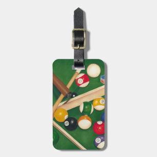 Lifelike Billiards Table with Balls and Chalk Luggage Tag