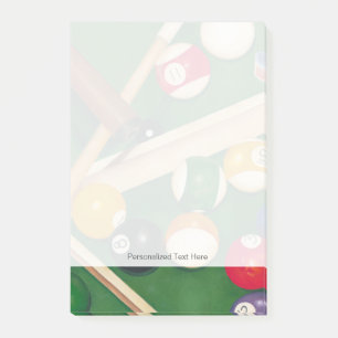 Lifelike Billiards Table with Balls and Chalk Post-it Notes