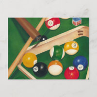 Lifelike Billiards Table with Balls and Chalk
