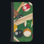 Lifelike Billiards Table with Balls and Chalk Samsung S4 Wallet Case<br><div class="desc">Rack 'em up with this spectacular painting of a billiards table by Jennifer Goldberger. The balls look new, the felt looks immaculate, and the chalk has already been applied to the cue sticks. Hang this in your home, or gift it to a friend or loved one who enjoys a game...</div>