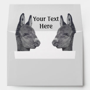 lifelike drawing of very cute donkey envelope