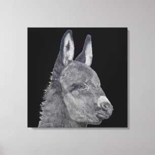 lifelike pencil drawing of cute donkey canvas print