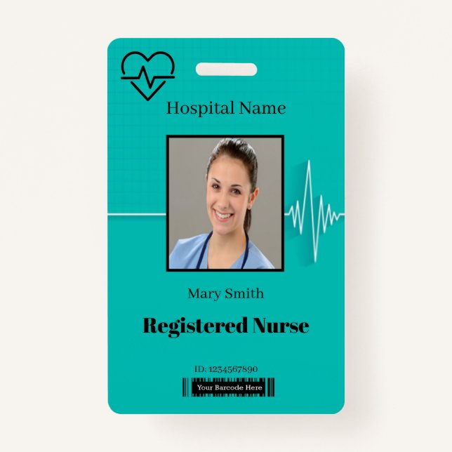 Lifeline Cardio Heartbeat Medical Photo ID ID Badge (Front)