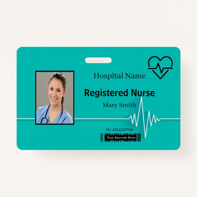 Lifeline Heartbeat Medical Photo ID ID Badge (Front)