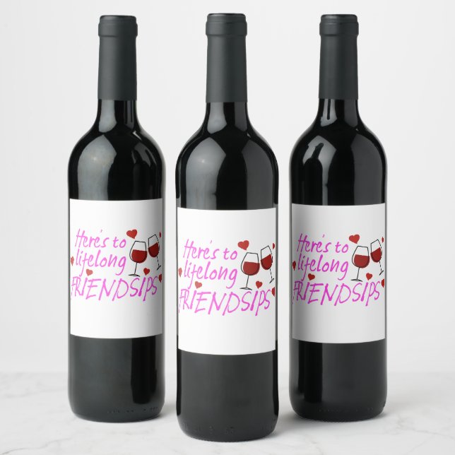 Lifelong Friendsips BFFS Friendship Galentines Day Wine Label (Bottles)