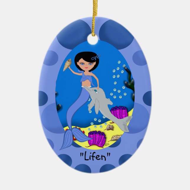 Lifen Blue Mermaid Ornament (Front)