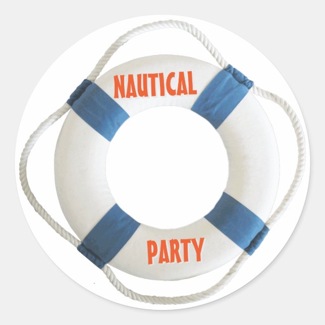 Lifering Buoy Nautical Party Classic Round Sticker (Front)
