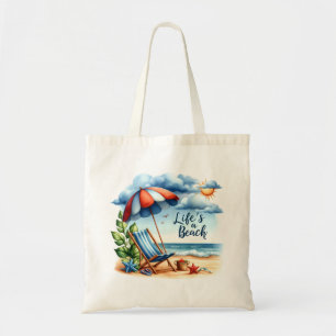 "Life's A Beach" Beach Scene Tote Bag