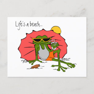 Life's a beach... Cartoon Frog on the Beach Postcard