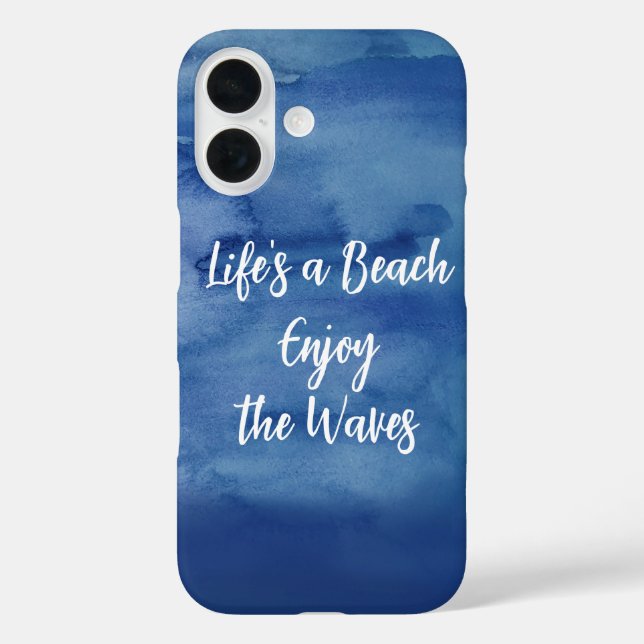 Life's a Beach Enjoy the Waves Blue Texture Quote Case-Mate iPhone Case (Back)