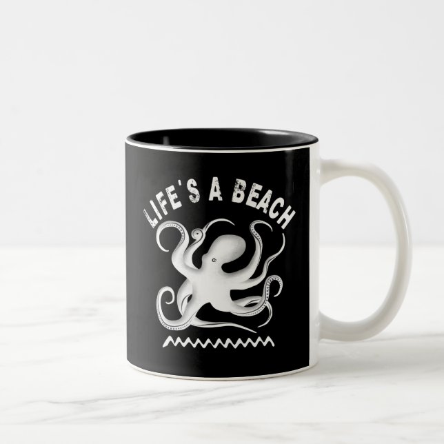Life's a Beach - Funny Summer Quote Design Two-Tone Coffee Mug (Right)