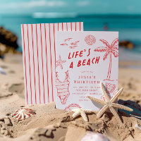 Life's a Beach Girls Red 30th Summer Birthday