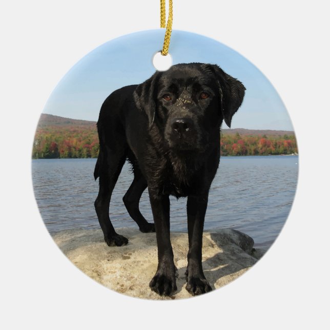 Life's a Beach - Labrador Retriever - Black Lab Ceramic Tree Decoration (Front)
