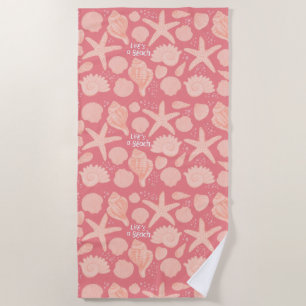 LIFE'S A BEACH Pink Seashells Sea Towel