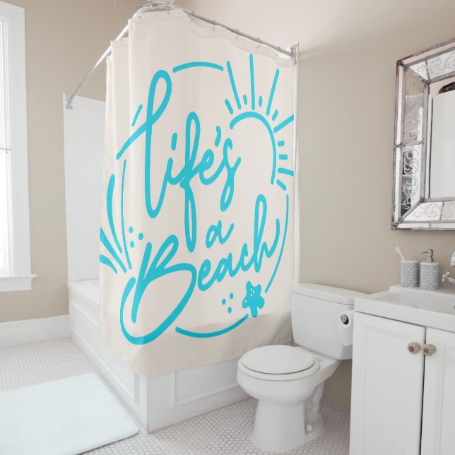 Lifes a beach shower curtain (In Situ)