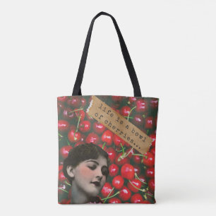 Life's A Bowl of Cherries Altered Art Tote Bag