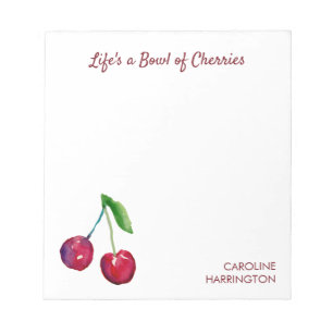 Life's a Bowl of Cherries Cute Girly Coquette  Notepad