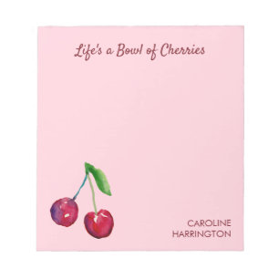 Life's a Bowl of Cherries Cute Girly Coquette Notepad