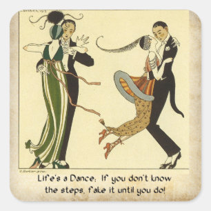 Lifes a Dance:  Art Deco Illustration Square Sticker