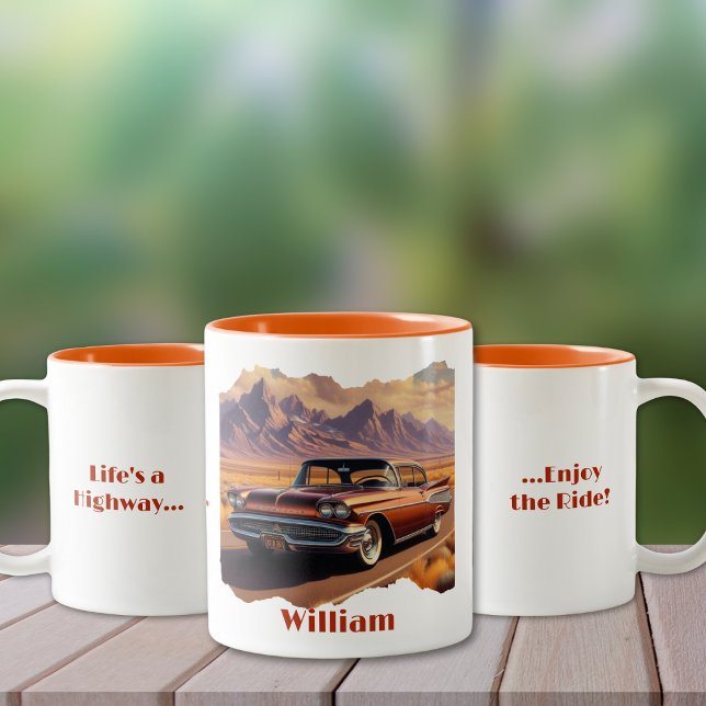 Life's a Highway Coffee Mug (Personalize to add names/dates. Customize to change text, color, style or remove text.)