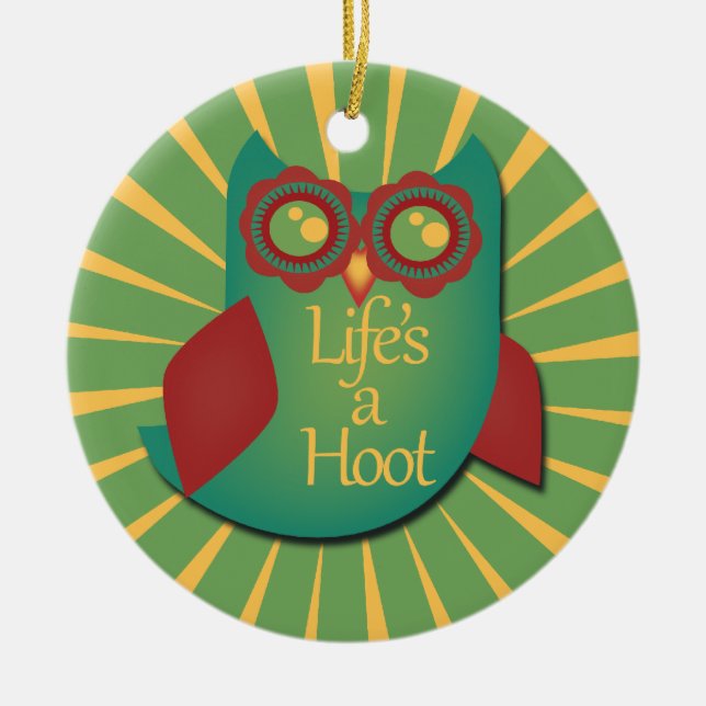 Life's a hoot ceramic tree decoration (Front)