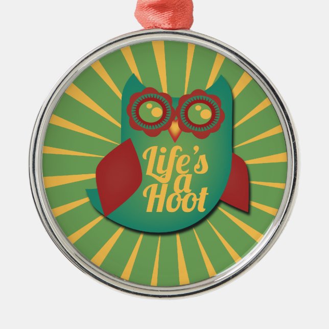 Life's a Hoot owl Metal Tree Decoration (Front)