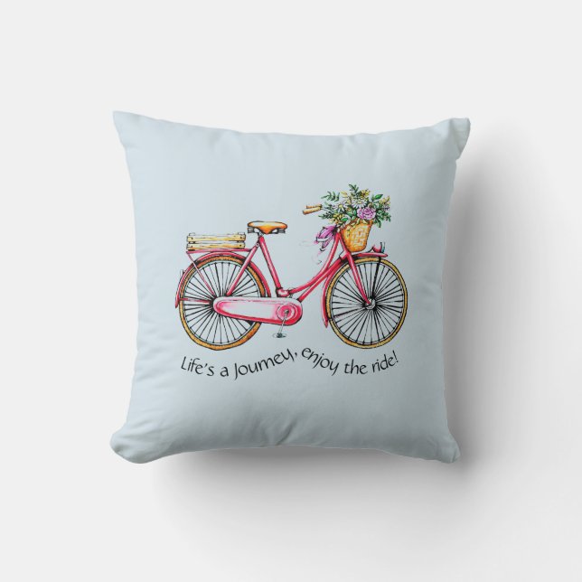 Life's a Journey, Enjoy the Ride - Flower Bike Cushion (Front)