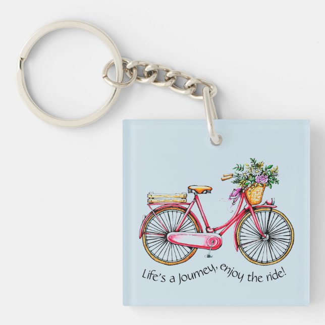 Life's a Journey, Enjoy the Ride - Flower Bike Key Ring (Front)