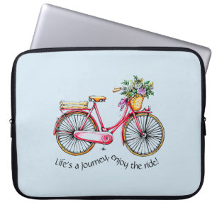 Life's a Journey, Enjoy the Ride Flower Bike Laptop Sleeve