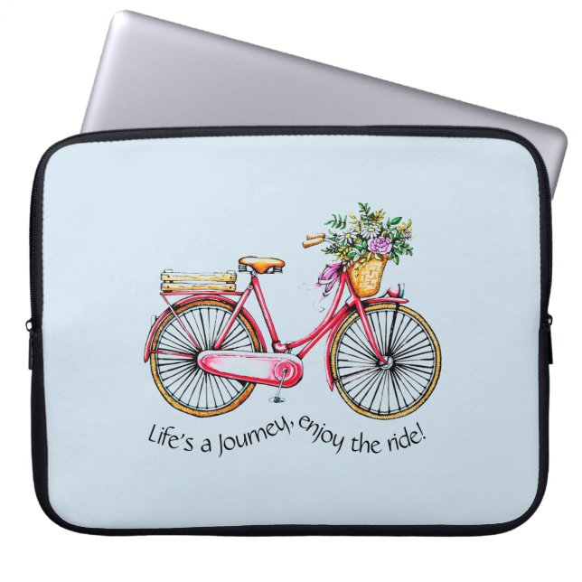 Life's a Journey, Enjoy the Ride Flower Bike Laptop Sleeve (Front)