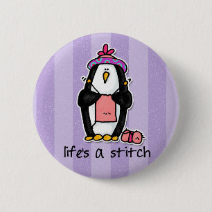 life's a stitch 6 cm round badge
