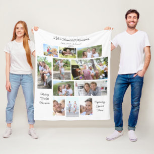 Lifes Beautiful Moments 11 Photos Collage White Fleece Blanket
