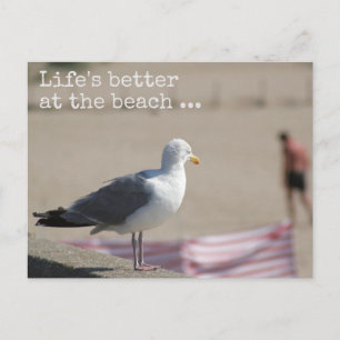 Life's better at the beach - Fun quote Postcard