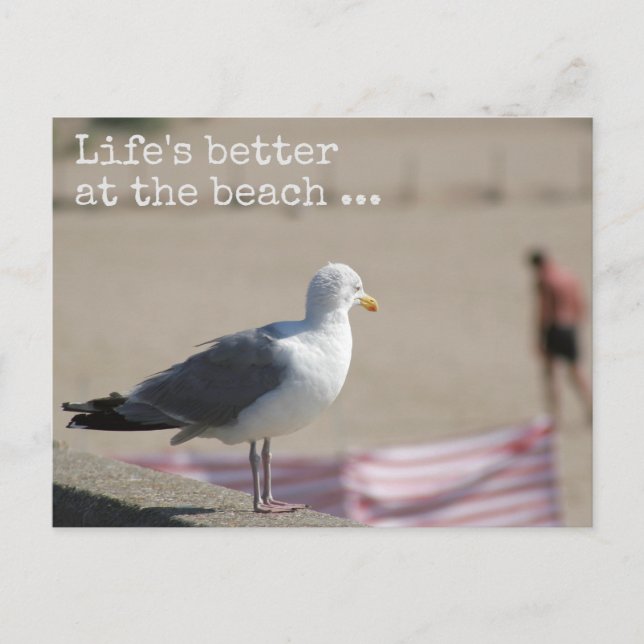 Life's better at the beach - Fun quote Postcard (Front)
