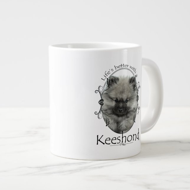 Life's Better Keeshond Jumbo Mug (Front Right)