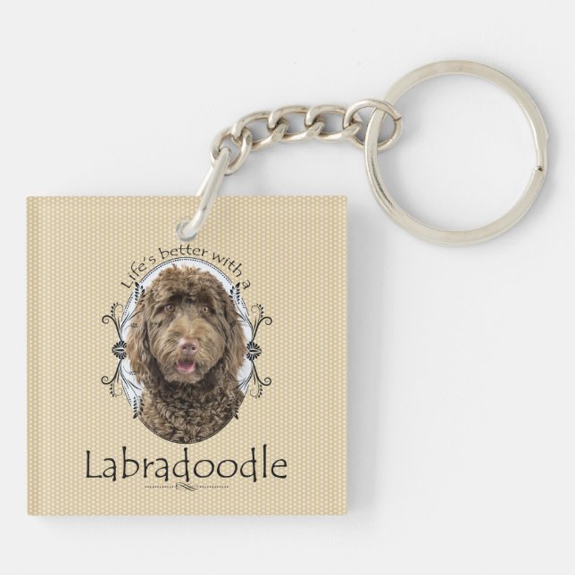Life's Better Labradoodle Keychain (Back)