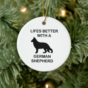 life's better with a german shepherd ceramic tree decoration
