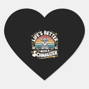 Life's Better With A Schnauzer Dog Vintage Heart Sticker