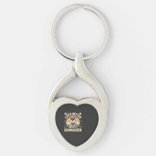 Life's Better With A Schnauzer Retro Dog Lover Key Ring (Front)