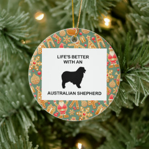 life's better with an australian shepherd ceramic tree decoration