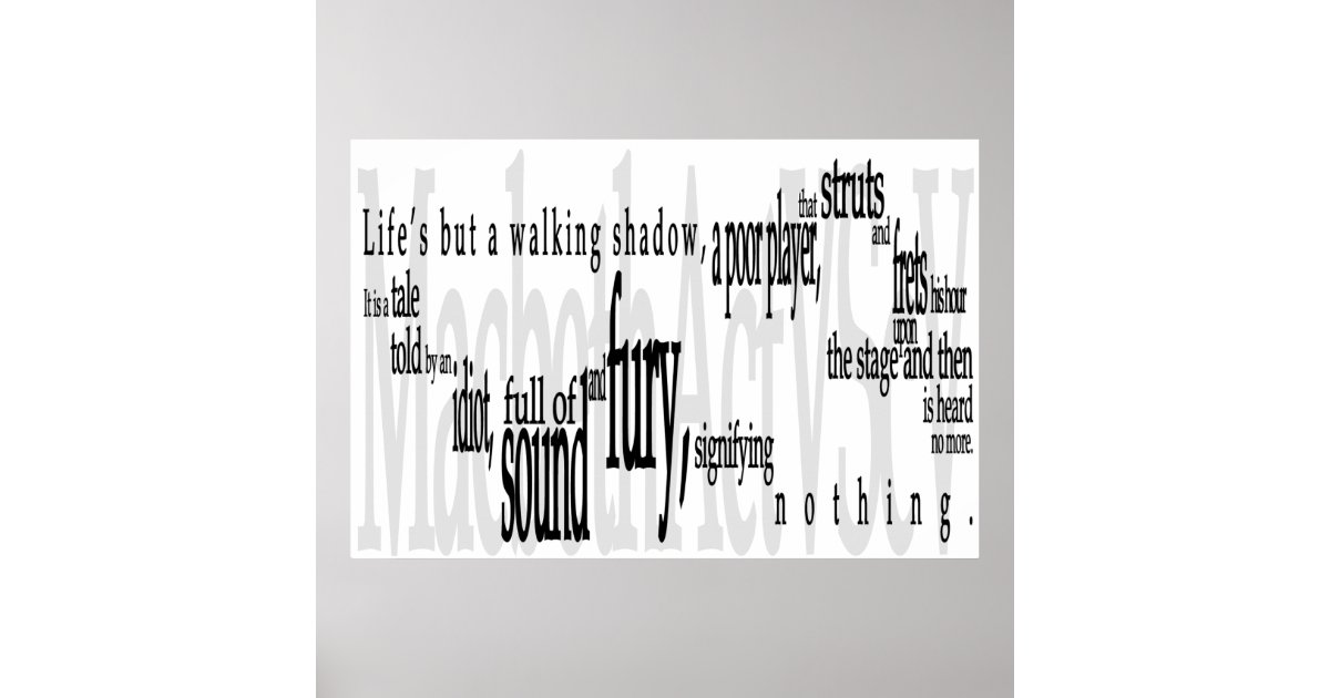 'Life's but a Walking Shadow' Shakespeare Quote Poster | Zazzle