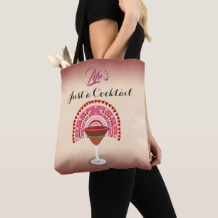 Life's Just a Cocktail Rainbow Hearts Tote Bag
